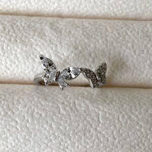 925 Sterling silver cz butterfly ring